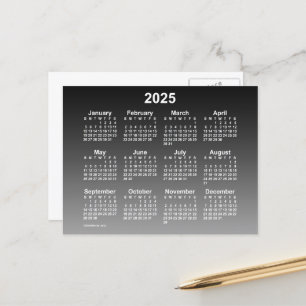 2025 Verblasster Schwarzer Mini-Kalender von Janz Postkarte
