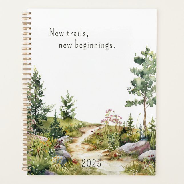 2025 Watercolor Mountain Trail Spiralplaner Planer (Vorderseite)