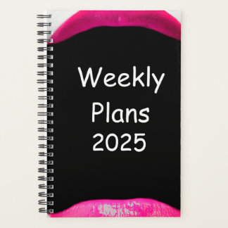2025 Weekly plant einfache, rosa Lips Design Planer