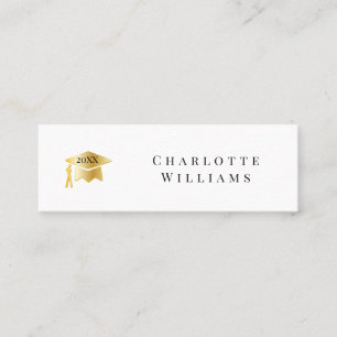 2025 Weiß   Gold Absolventenmütze Abschluss Einleg Mini Visitenkarte