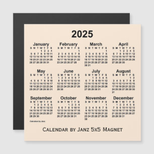 2025 Weißer Kalender der Antike von Janz 5x5 Magne Magnetkarte