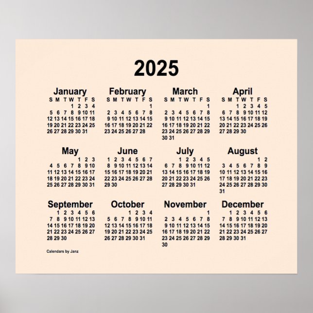 2025 Weißer Kalender der Antike von Janz Print Poster (Vorne)