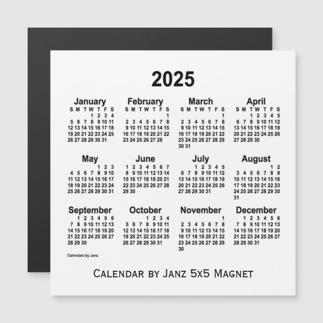 2025 Weißkalender von Janz 5x5 Magnet (Vorne/Hinten)
