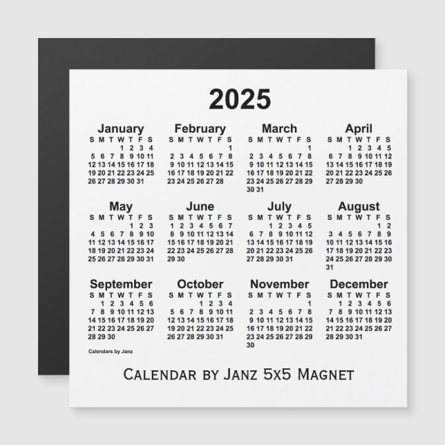 2025 Weißkalender von Janz 5x5 Magnet (Vorne/Hinten)