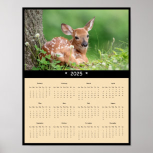 2025 Weißschwanz-Hirschgewächse-Mauer-Kalender-Pos Poster