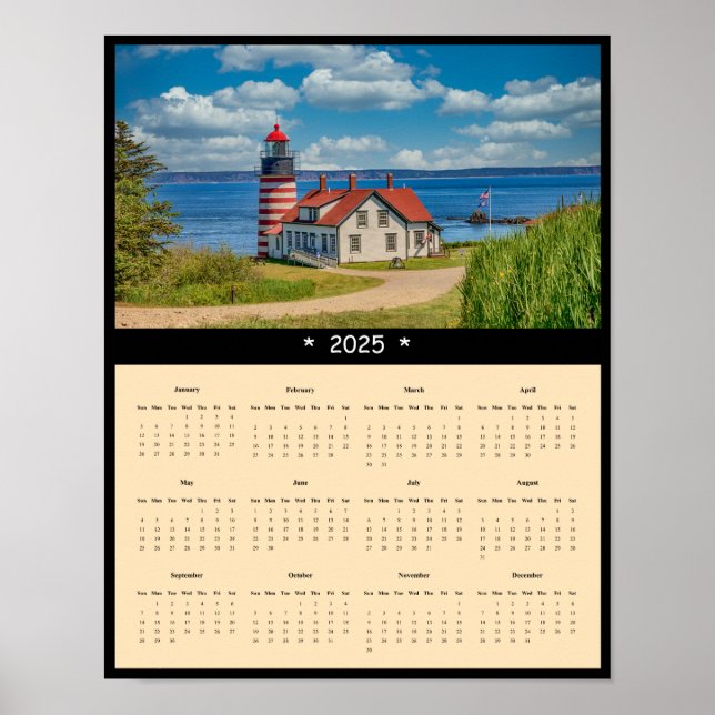 2025 West Quoddy Head Lighthouse Wall Calendar Poster (Vorne)