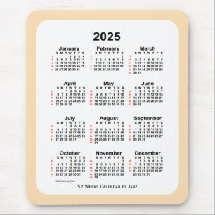 2025 Wheat 52 Week Calendar by Janz Mousepad
