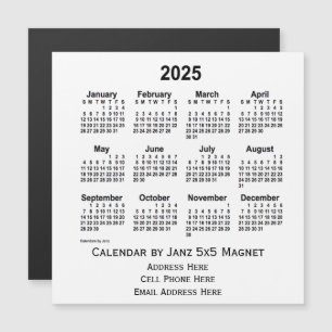 2025 White Business Calendar von Janz 5x5 Magnet