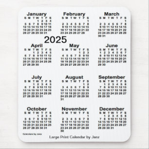 2025 White Large Print Calendar von Janz Mousepad