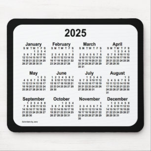 2025 White on Black Calendar by Janz Two Tone Mousepad