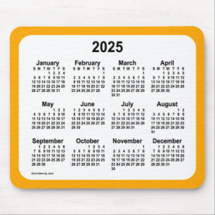 2025 White on Orange Calendar by Janz Two Tone Mousepad