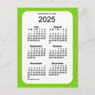 2025 Yellow Green 6 Month Mini Calendar von Janz Postkarte