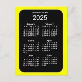 2025 Yellow Neon 6 Month Mini Calendar by Janz Postkarte
