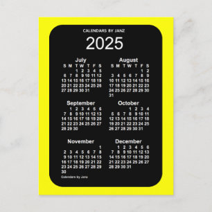 2025 Yellow Neon 6 Month Mini Calendar by Janz Postkarte