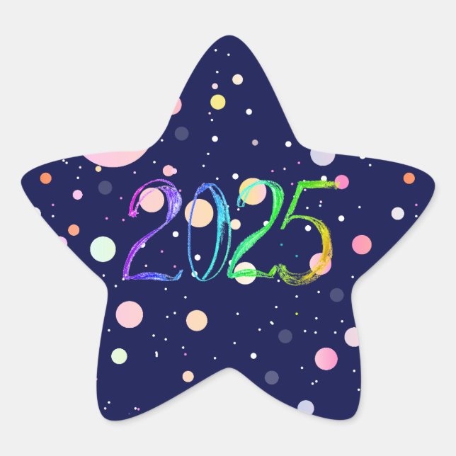 2025 Zahl zeichnend neues Jahr Stern-Aufkleber (Vorderseite)