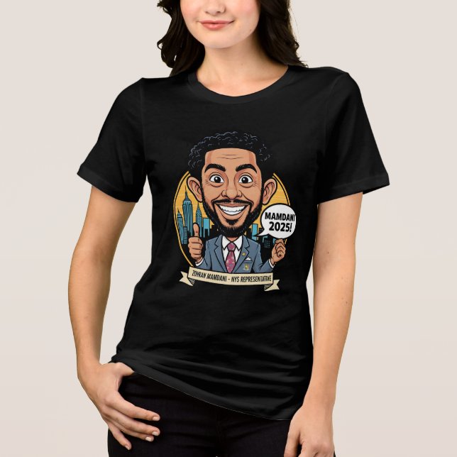 2025 Zohran Mamdani New York City Tri-Blend Shirt (Vorderseite)