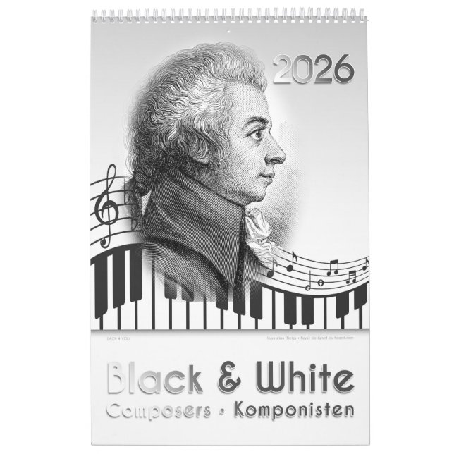 2026, 12 Komponisten Portraits in "Black & White" Kalender (Titelbild)