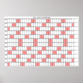 2026 - 2027 Akademisches Jahr Wandplaner-Kalender Poster