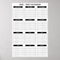 2026 - 2027 Akademisches Jahr Wandplaner-Kalender