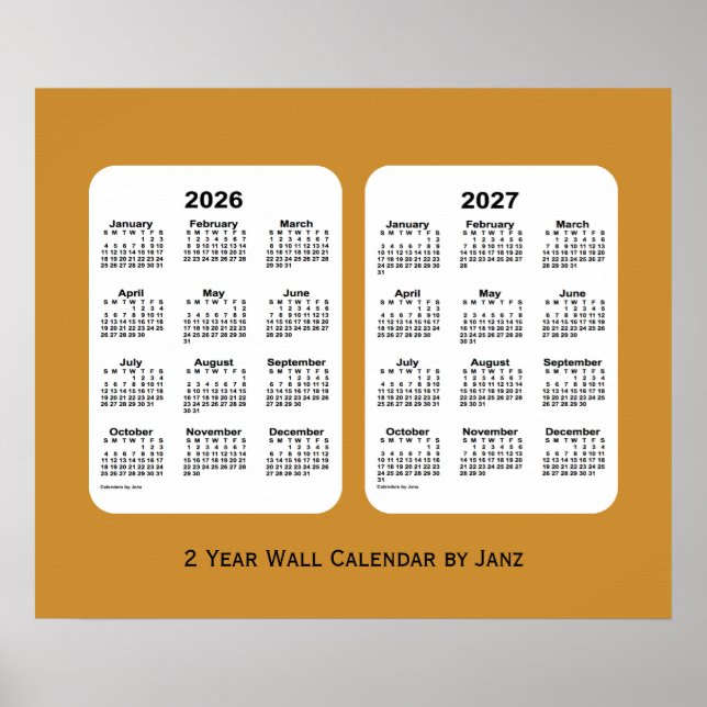 2026-2027 Gold 2 Year Wall Calendar by Janz Poster (Vorne)