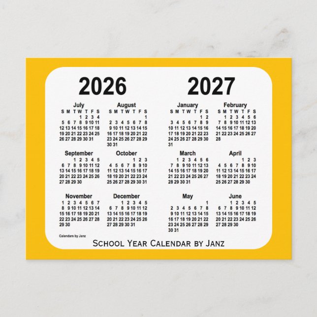 2026-2027 Gold Mini School Year Calendar by Janz Postkarte (Vorderseite)