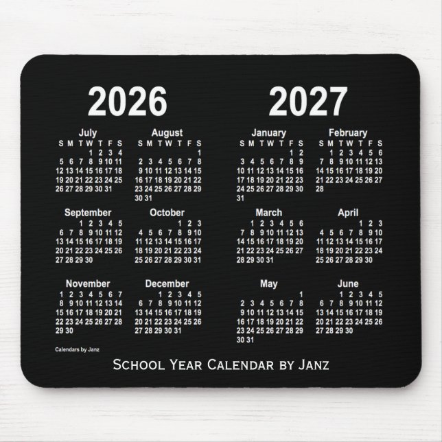 2026-2027 Neon White School Calendar von Janz Mousepad (Vorne)