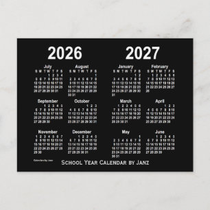 2026-2027 Neon White School Calendar von Janz Postkarte