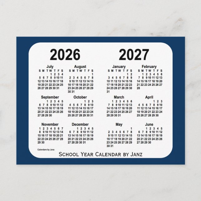 2026-2027 Police Box Blue School Calendar by Janz Postkarte (Vorderseite)