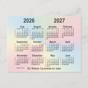 2026-2027 Rainbow 52 Weeks Calendar by Janz Postkarte