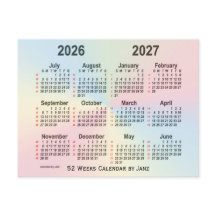 2026-2027 Rainbow 52 Weeks Calendar by Janz