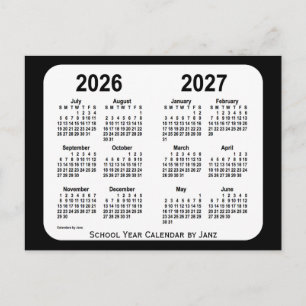2026-2027 Schwarz-Weiß-Schulkalender von Janz Postkarte