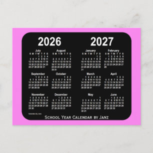 2026-2027 Violet Neon Mini Schulkalender von Janz Postkarte