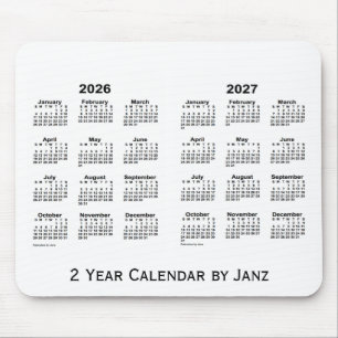 2026-2027 Weißer 2-Jahres-Kalender von Janz Mousep Mousepad