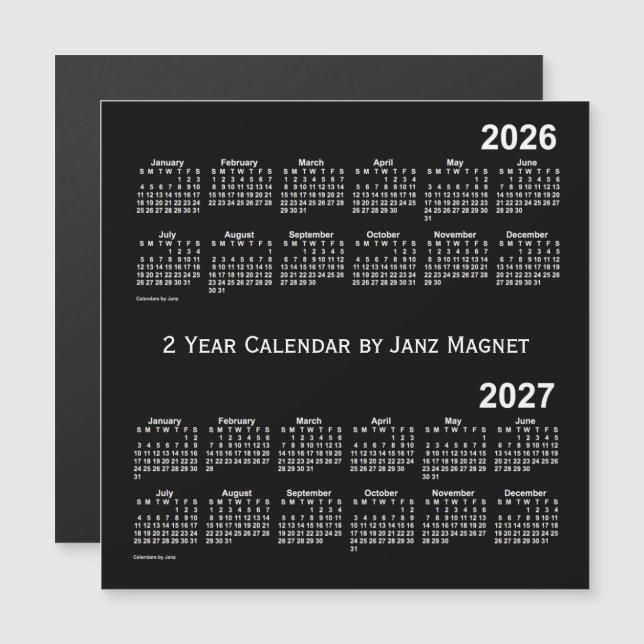 2026-2027 weißer 2-jähriger Neonkalender durch Magnetkarte (Vorne/Hinten)