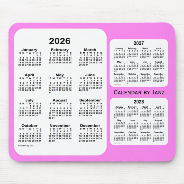 2026-2028 Violet 3 Year Calendar by Janz Mousepad (Vorne)