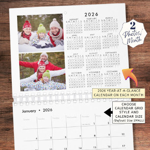 2026 2 Fotos pro Monat mit 2026 Jahr auf einen Bli Kalender