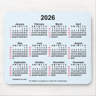 2026 Alice Blue 52 Weeks ISO Calendar by Janz Mousepad