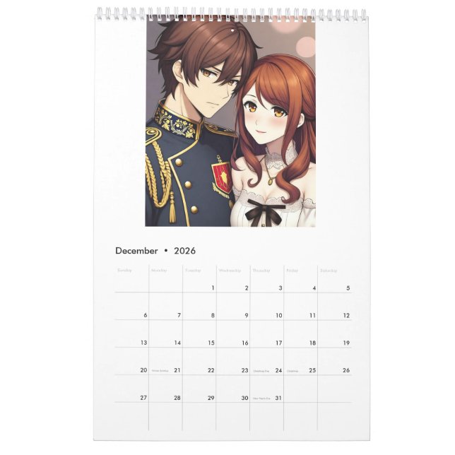 2026 Anime Calendar (Images created by Grok) Kalender (Dez 2026)