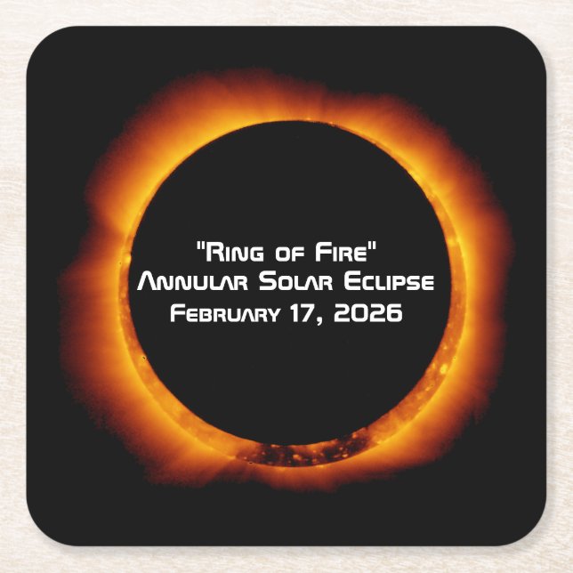 2026 Annular Ring of Fire Solar Eclipse Rechteckiger Pappuntersetzer (Vorderseite)