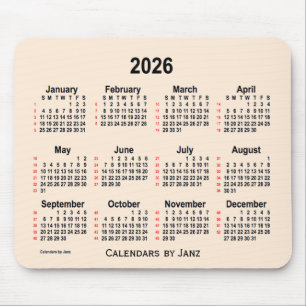 2026 Antique White 52 Weeks Calendar von Janz Mousepad