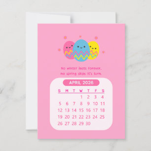 2026 April Monatlicher Kawaii Motivationskalender Postkarte