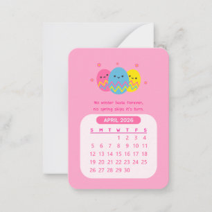2026 April Monatlicher Kawaii Motivierend Kalender Mitteilungskarte