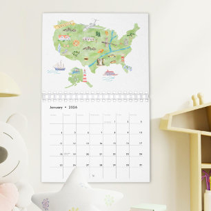2026 Aquarell-Länder der Welt Karten Reise Kalender