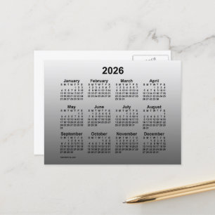 2026 Ausgebleichte Weiße Mini-Kalender von Janz Po Postkarte