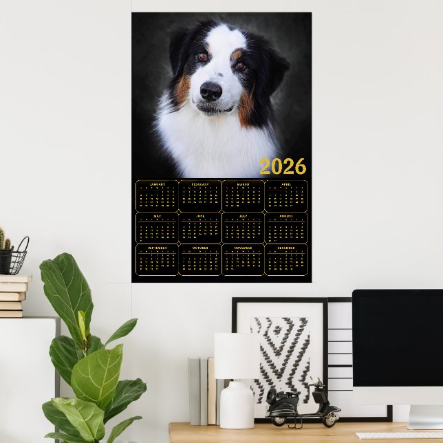 2026 Australian Shepherd Kalender  Poster (Heimbüro)