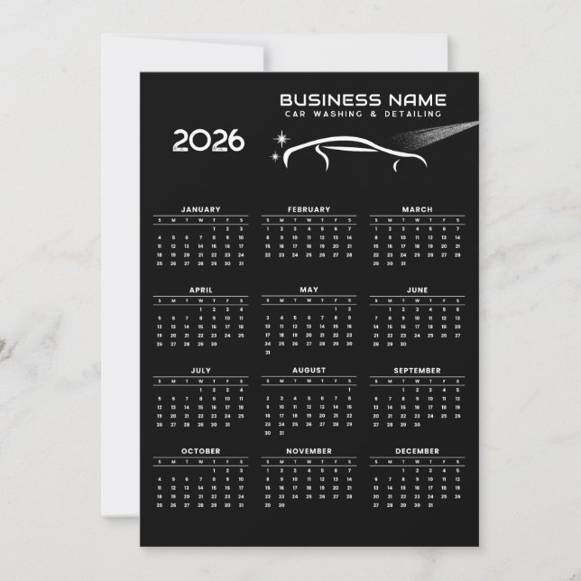 2026 Auto für das Calendar Business-Logo - Details Dankeskarte (Vorderseite)