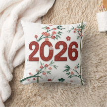 2026 Bambuszahlen mit Kirschblüten