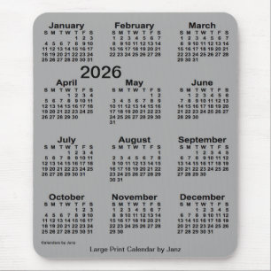 2026 Battleship Gray Large Print Calendar von Janz Mousepad