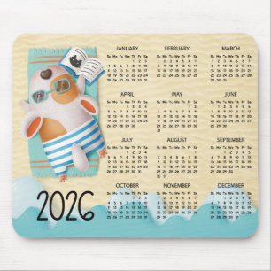 2026 Beach Dog Desk Kalender Mauspad