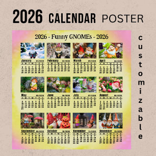 2026 Benutzerdefiniert Lustige Gnome Sonntag start Poster
